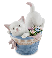 JP-31/27 Фигурка "Котенок в корзине с цветами" (Pavone)