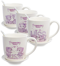 MUG-201 Кружка с ложкой "Нежность" в асс.
