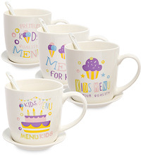 MUG-165 Кружка с ложкой "Детское меню" в асс.