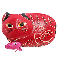 BL-45/1 Кошелёк кожаный "Кот"
