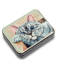 ШК-55/34 Шкатулка Федоскино "Кот" исп.Лидяева