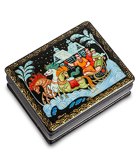 ШК-90/ 3 Шкатулка Палех "Тройка" 10,5х8,5