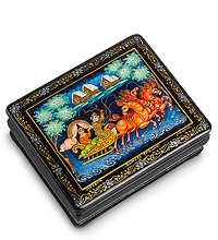 ШК-90/ 1 Шкатулка Мстера "Зимняя тройка" 10,5х8,5