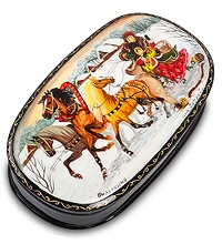 ШК-80/ 6 Шкатулка Федоскино "Метелица" 13,5х8,0 исп. Мухин